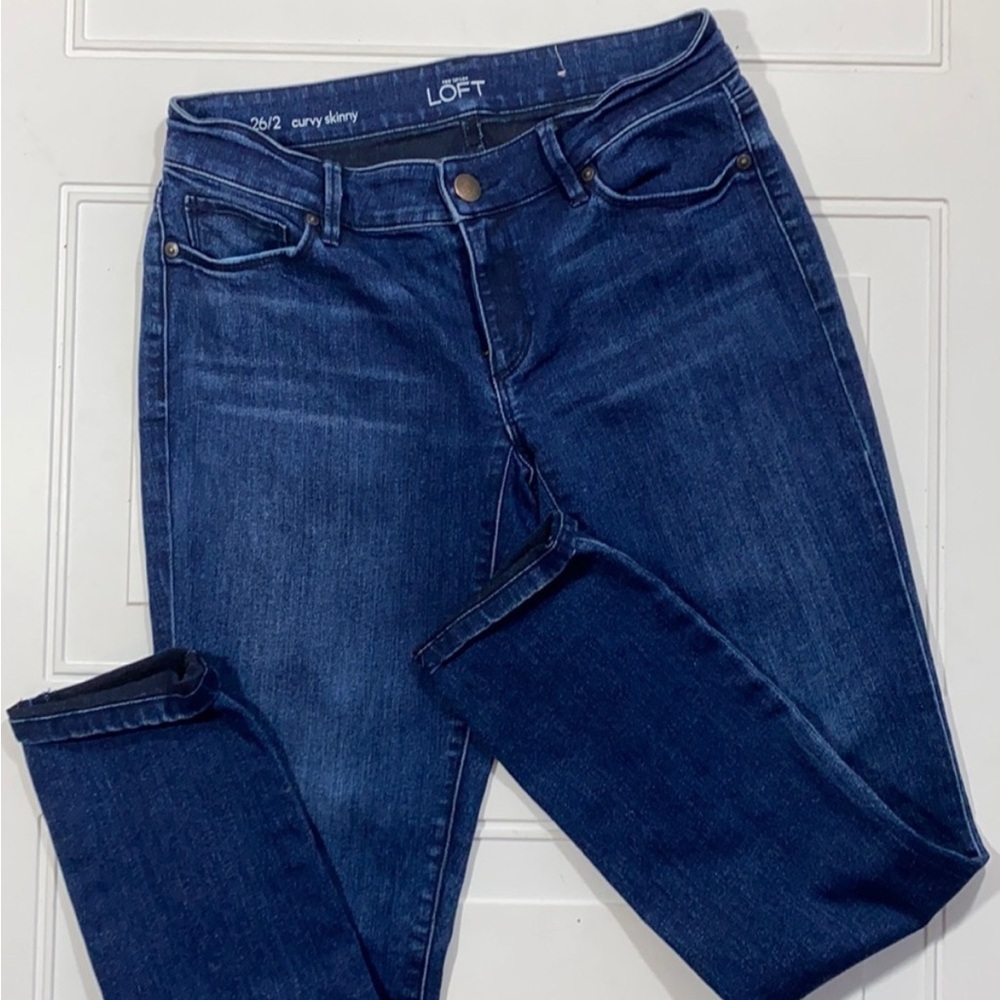 Ann Taylor Loft Curvy Skinny Dark Wash Jeans Size 2